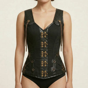 Corset Médiéval Cuir - Vue face (petite)