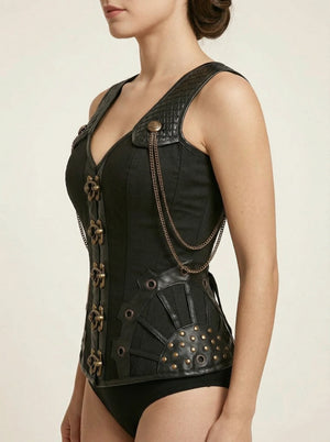 Corset Médiéval Cuir - Vue profil (petite)