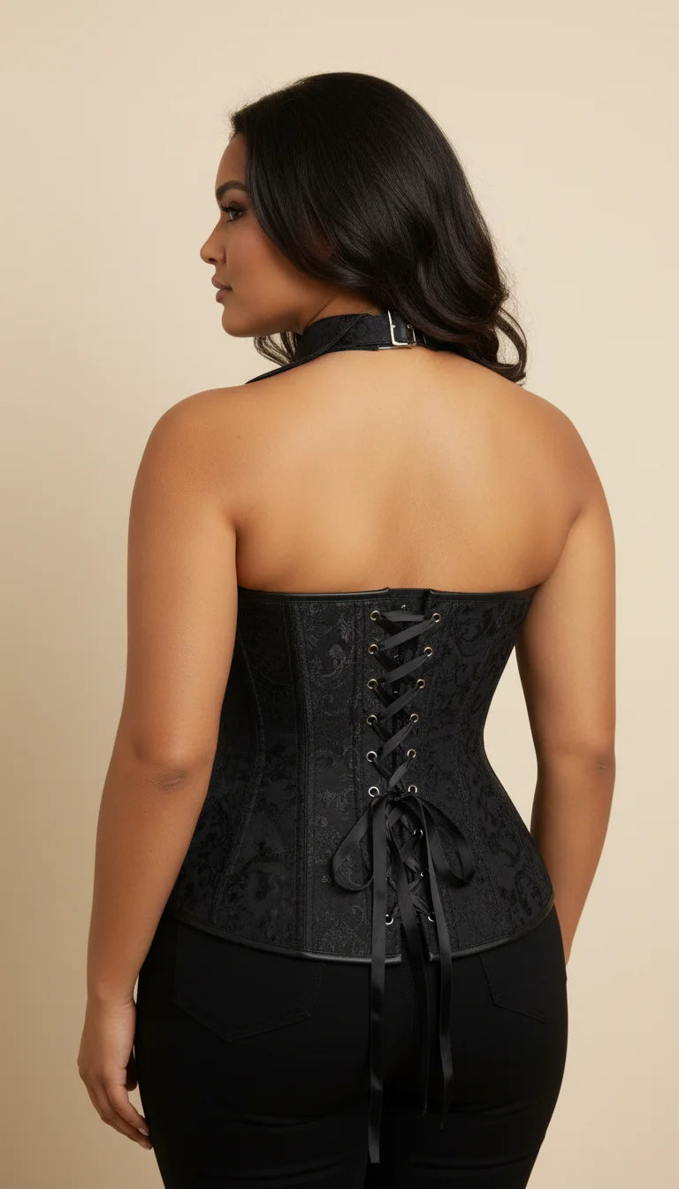 Corset Noir Bretelle Femme - Vue dos