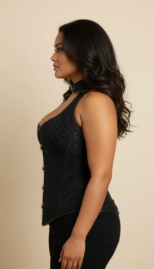 Corset Noir Bretelle Femme - Vue profil