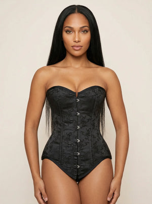 Corset Bustier Femme Satin Noir - Vue principale (moyenne)