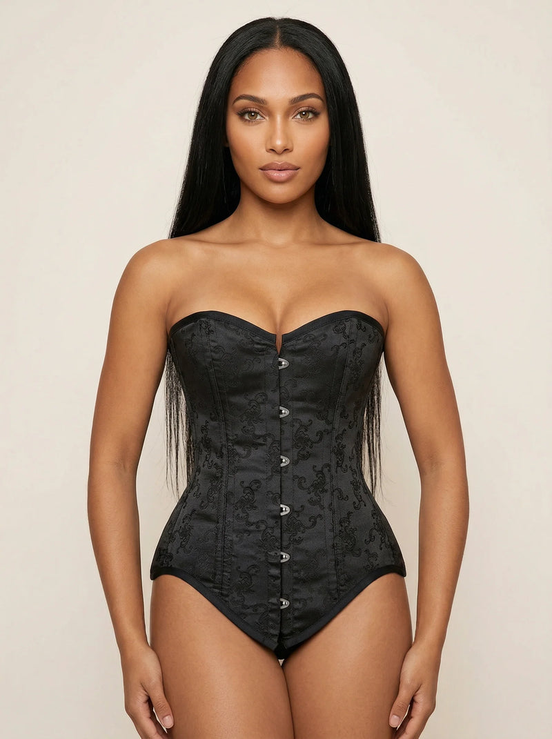 Corset Bustier Femme Satin Noir - Vue principale (moyenne)
