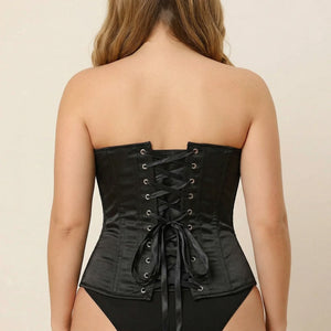 Corset Bustier Satin Noir - Vue dos (plus-size)