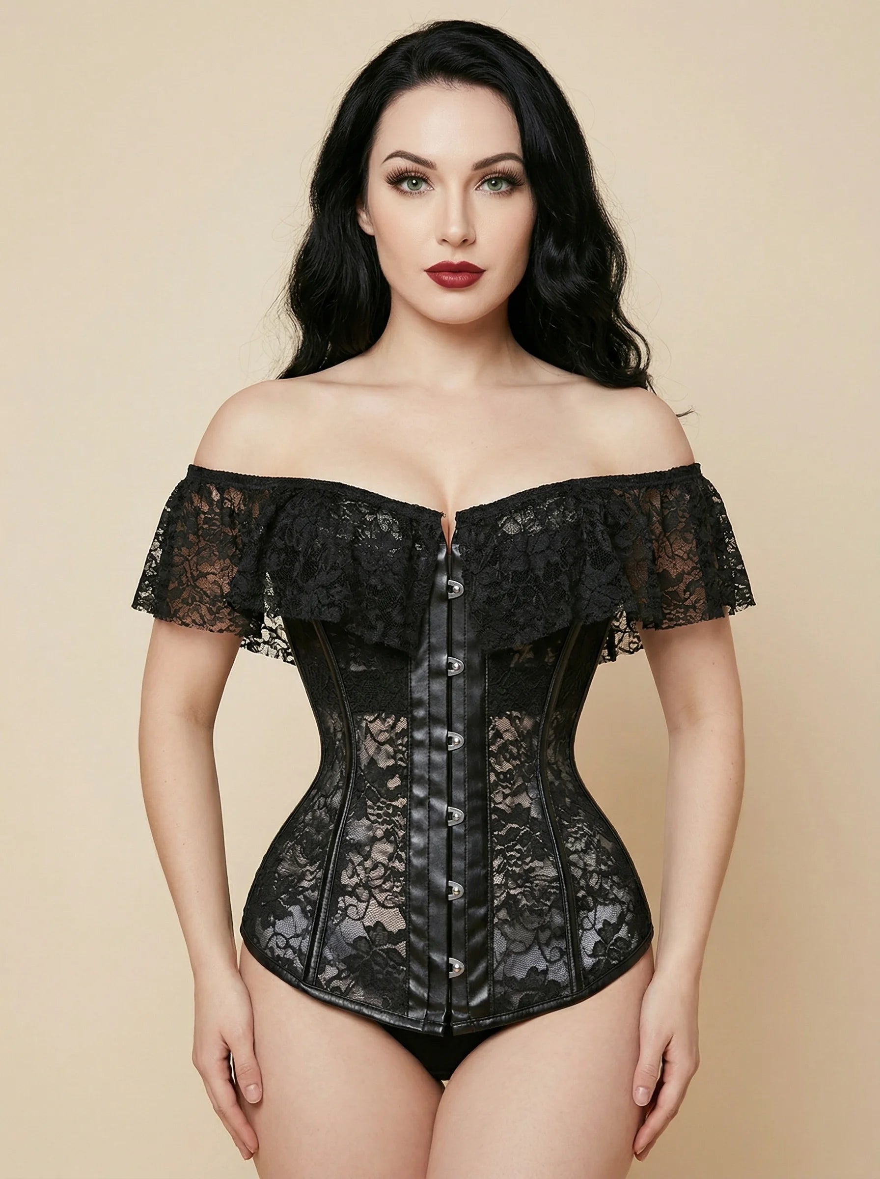 Corset Cuir et Dentelle