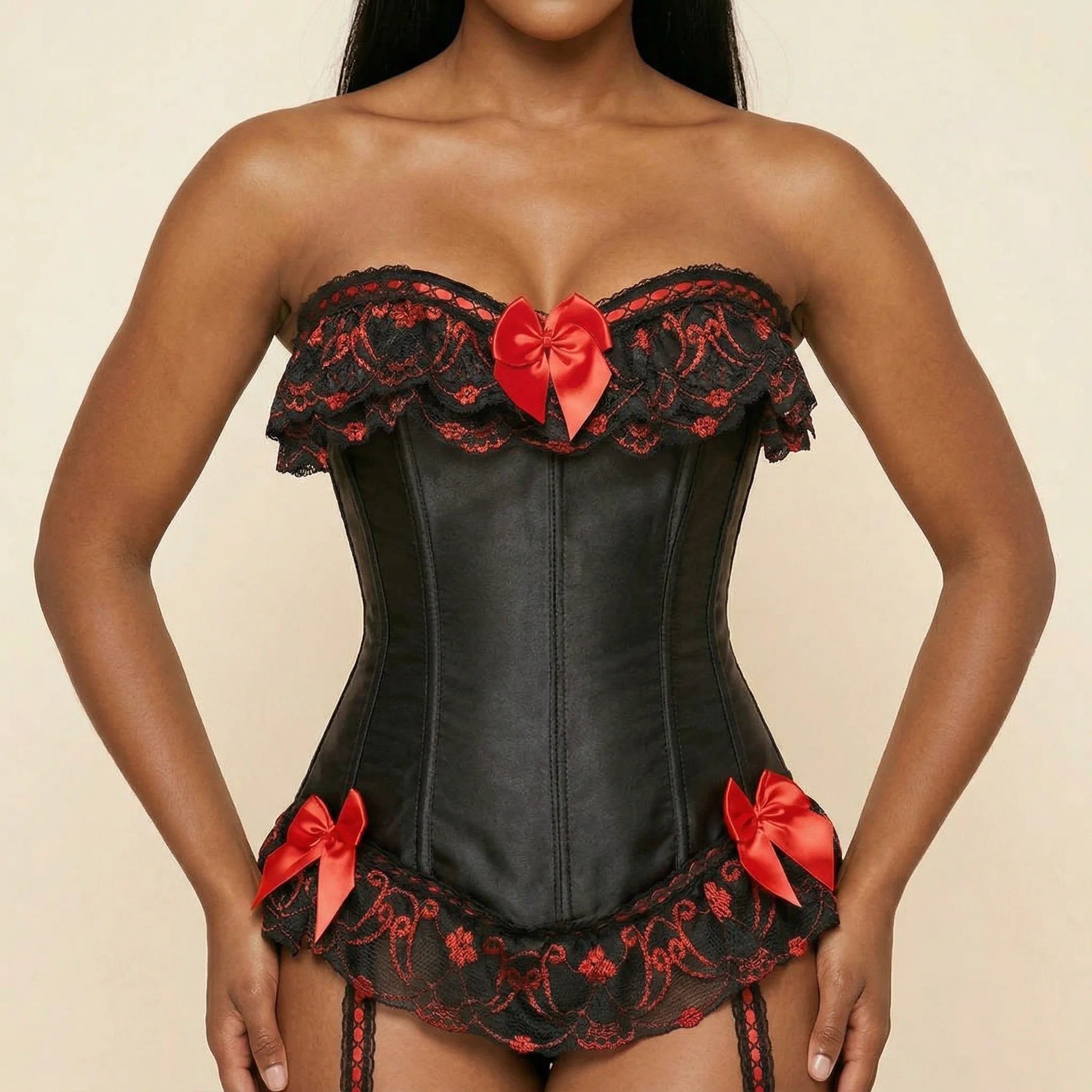 Corset Cuir Femme Haut de Gamme - Vue face (moyenne)