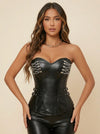 Corset Femme en Cuir Noir
