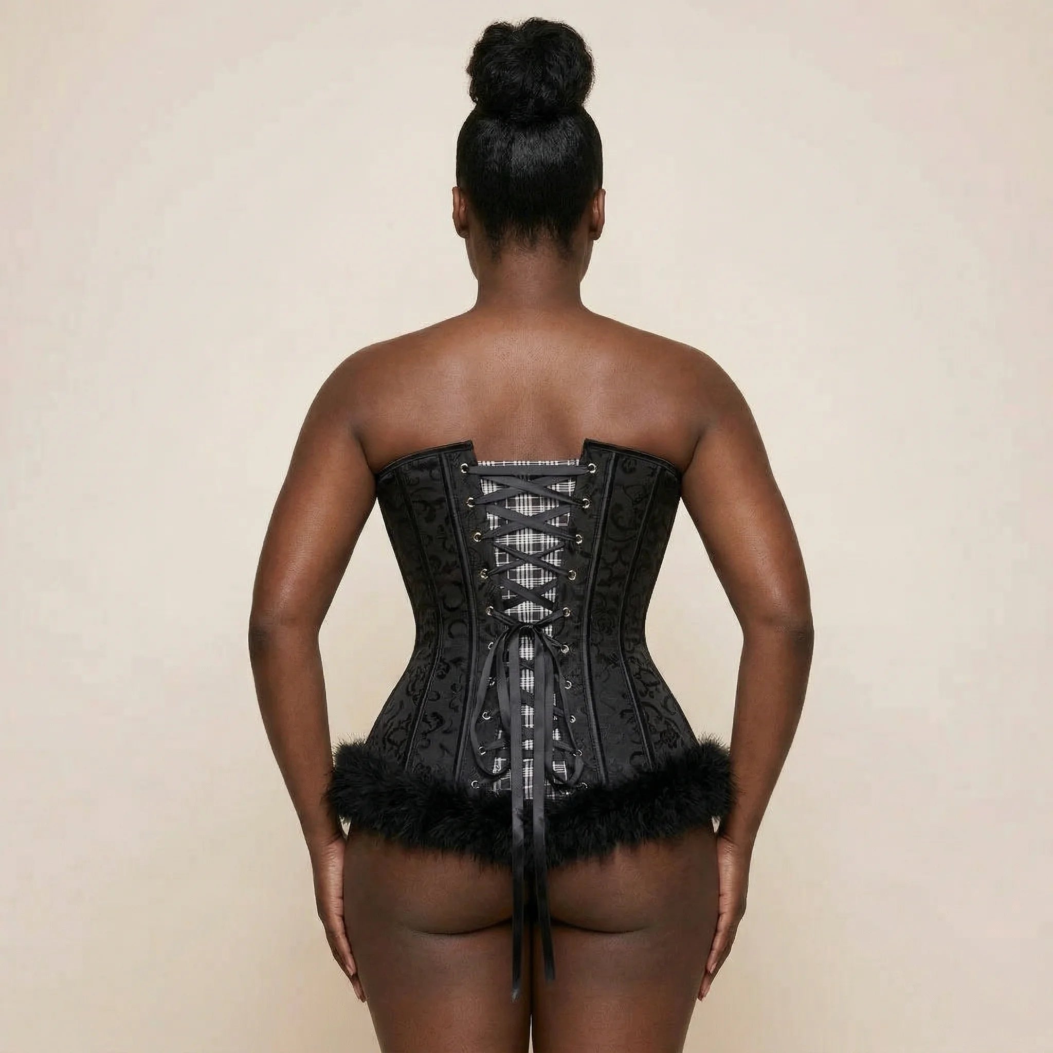 Corset Femme Noir Mariage - Vue dos (curvy)