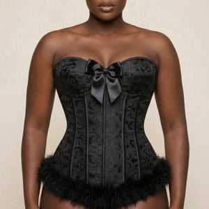 Corset Femme Noir Mariage - Vue face (curvy)