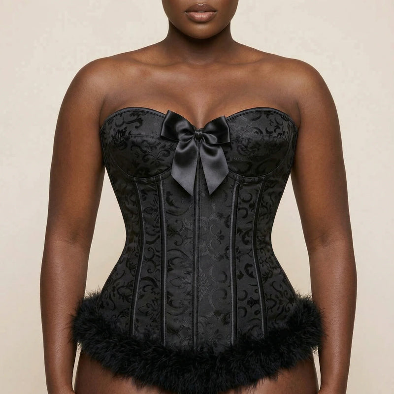 Corset Femme Noir Mariage - Vue face (curvy)