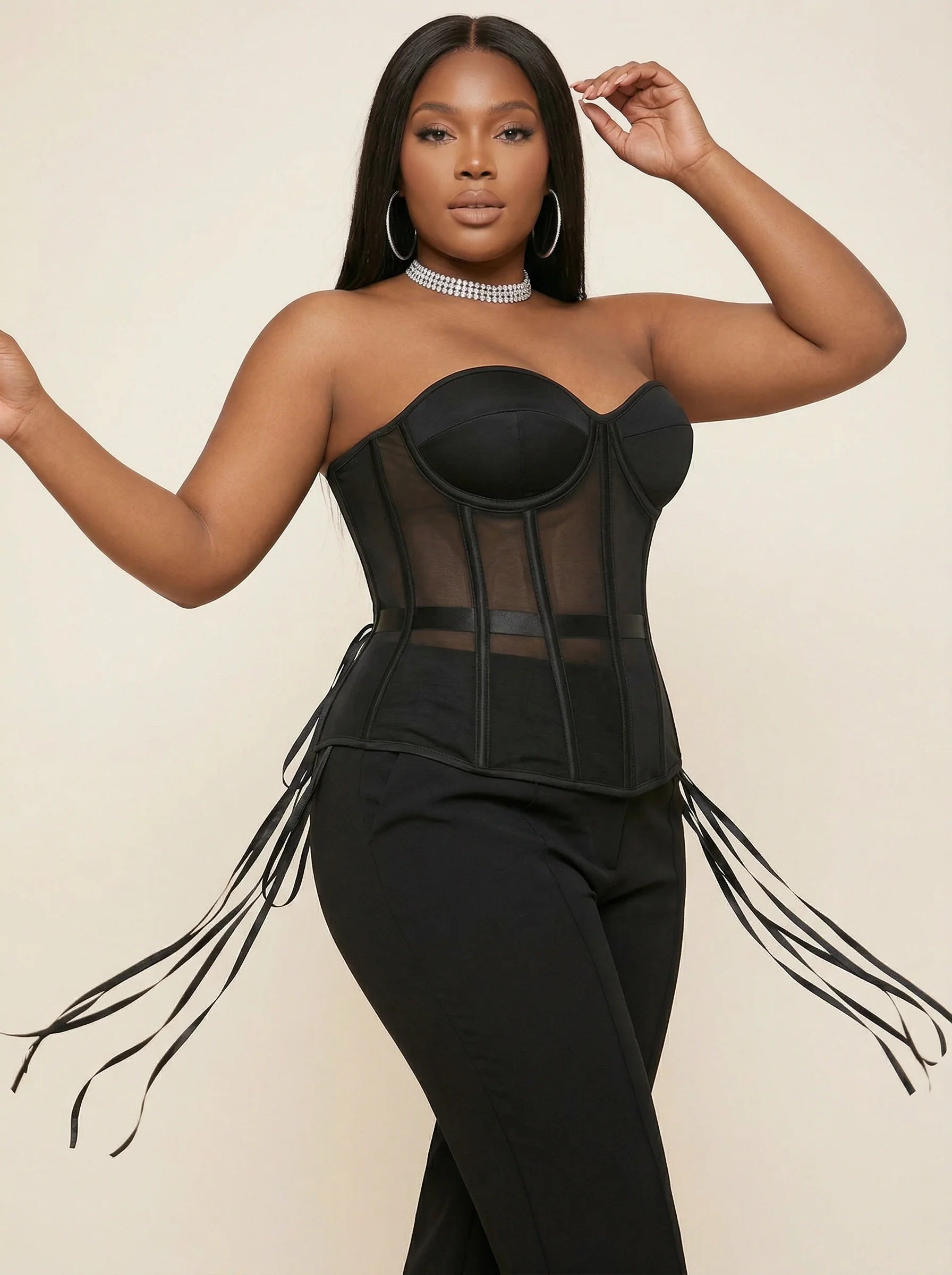 Corset Femme Sous Poitrine - Vue mouvement (plus-size)