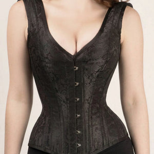 Corset Médiéval Noir - Vue face (curvy)