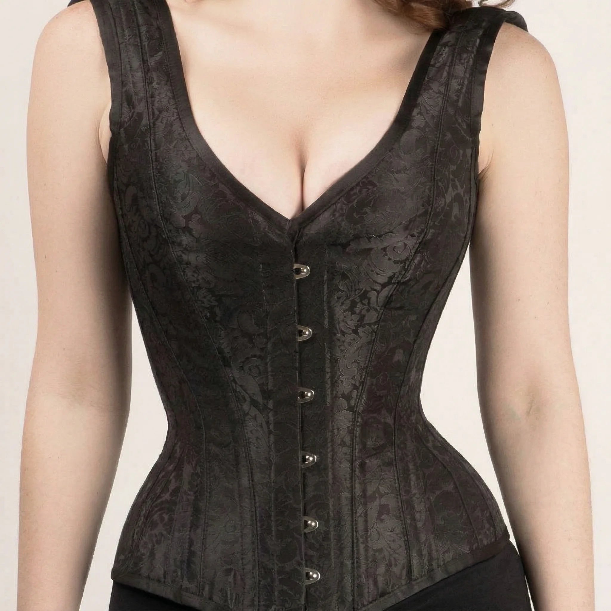 Corset Médiéval Noir - Vue face (curvy)