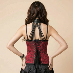 Corset Minceur Noir et Rouge Style Steampunk - Vue dos (moyenne)