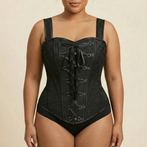 Corset Noir à Bretelles - Vue face (plus-size)