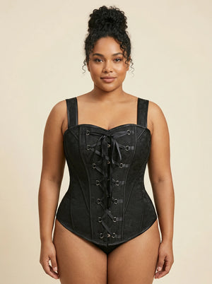 Corset Noir à Bretelles - Vue principale (plus-size)