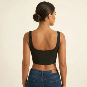 Corset Noir à Décolleté Plongeant - Vue dos (petite)