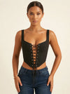 Corset Noir à Décolleté Plongeant