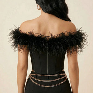 Corset Noir à Plumes - Vue dos (moyenne)