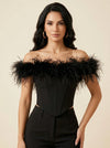 Corset Noir à Plumes