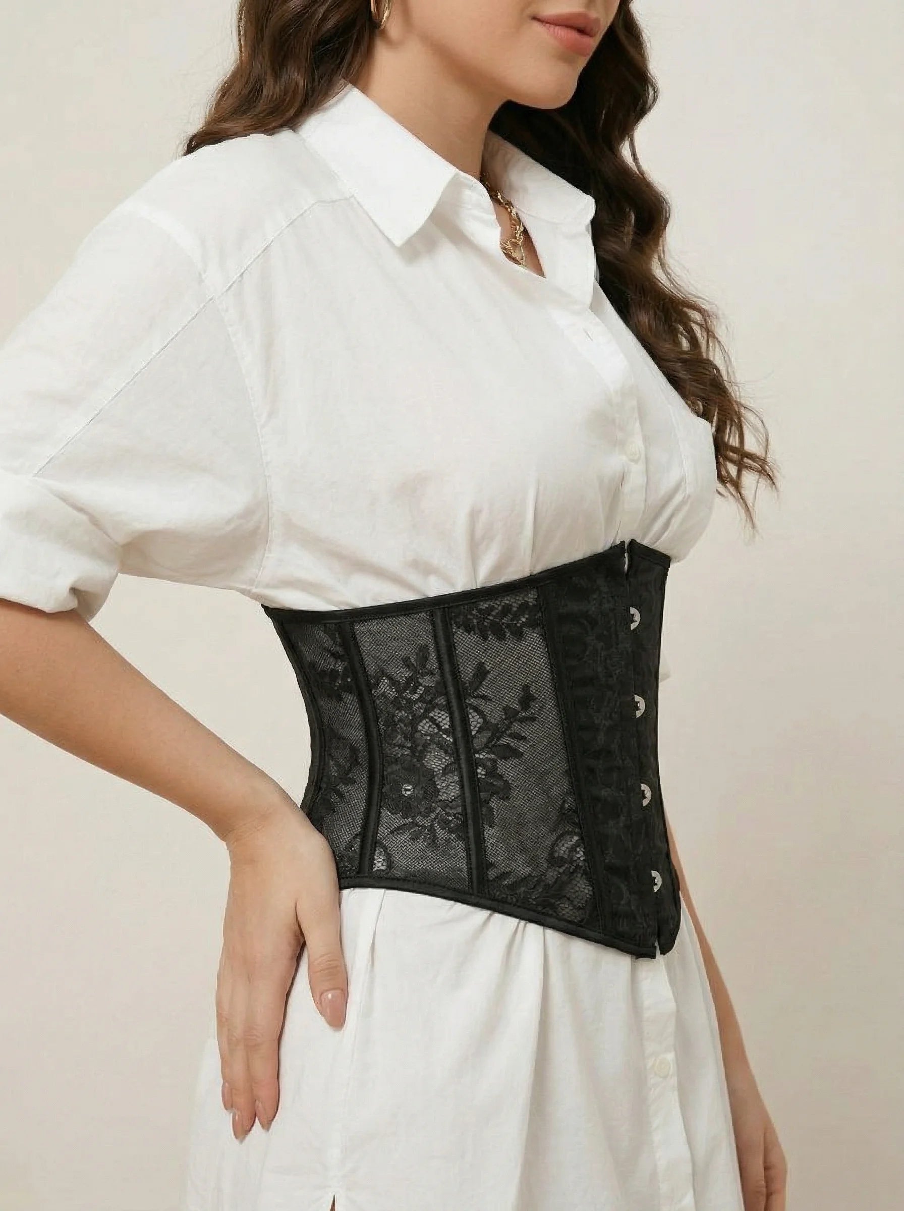 Corset Noir Court - Vue profil (curvy)