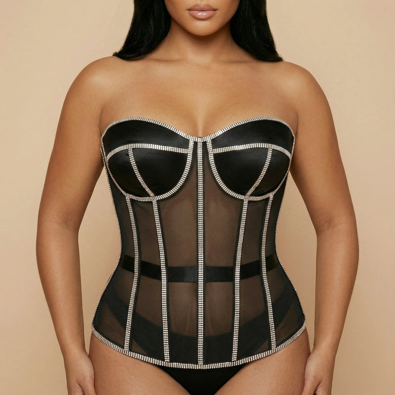 Corset Noir de Soirée - Vue face (plus-size)
