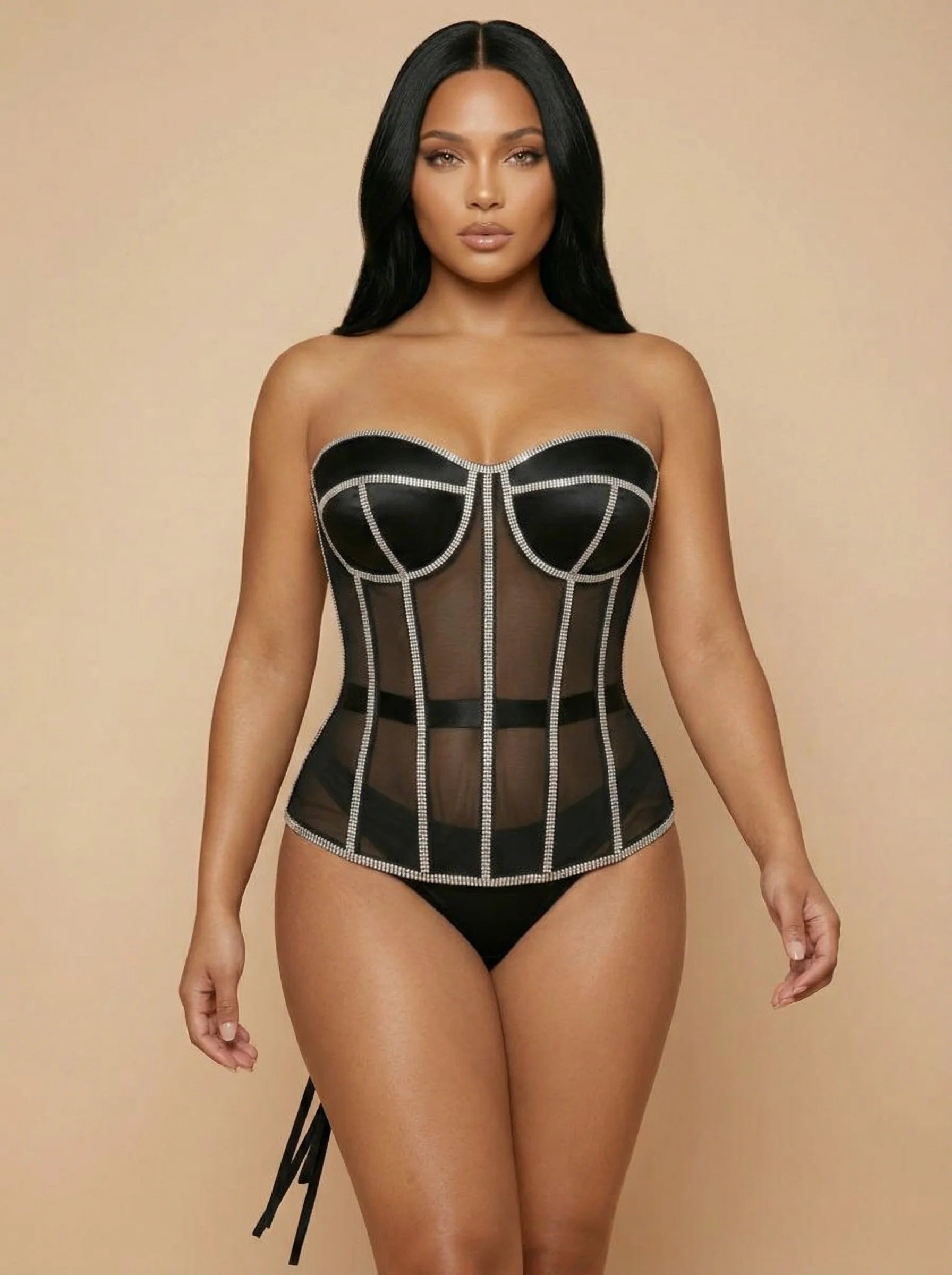 Corset Noir de Soirée - Vue mouvement (plus-size)