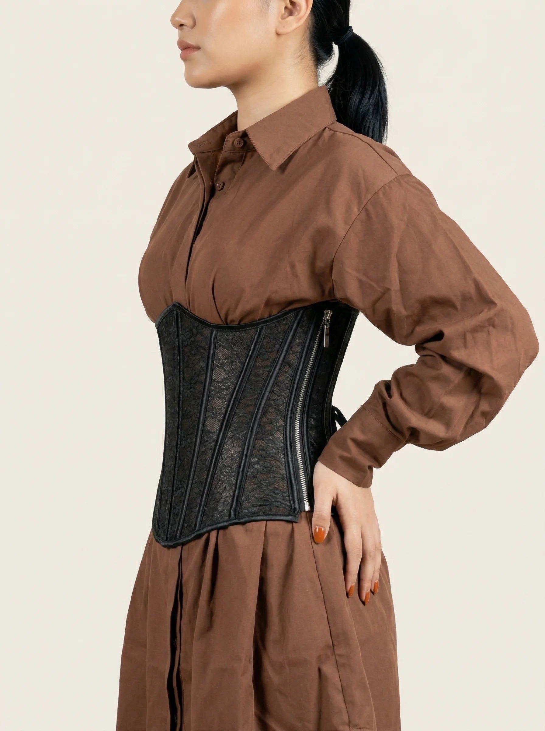 Corset Noir Dentelle - Vue profil (moyenne)