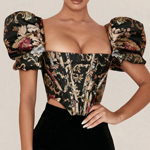 Corset Noir et Or - Vue face (moyenne)