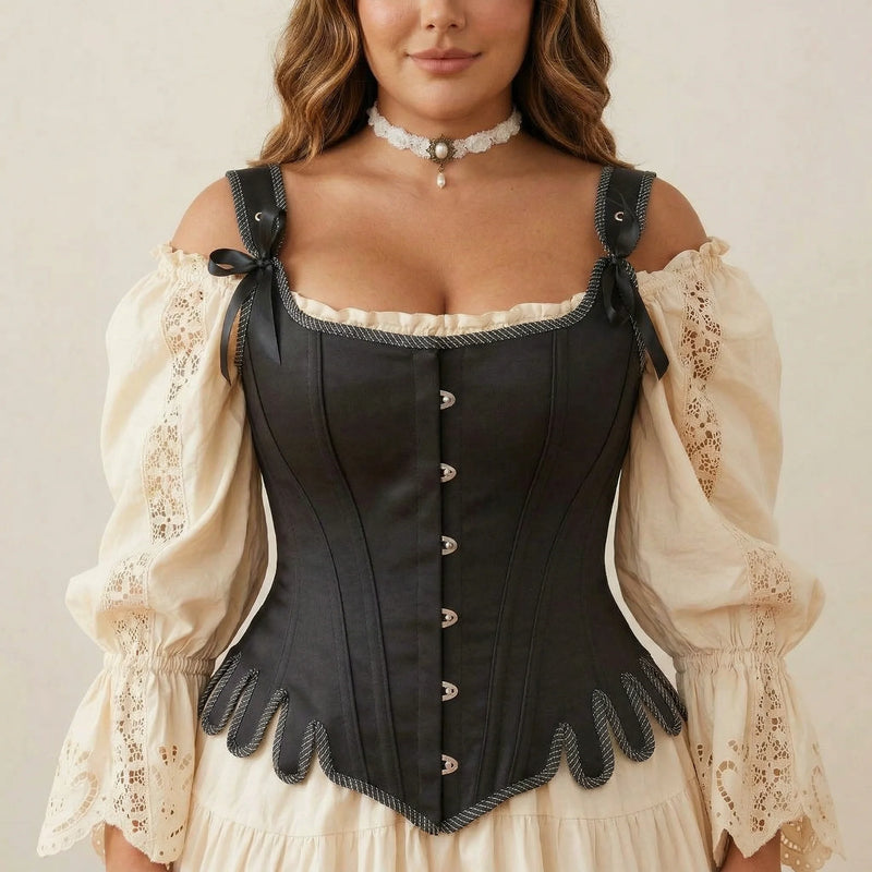 Corset Noir Femme - Vue face (plus-size)