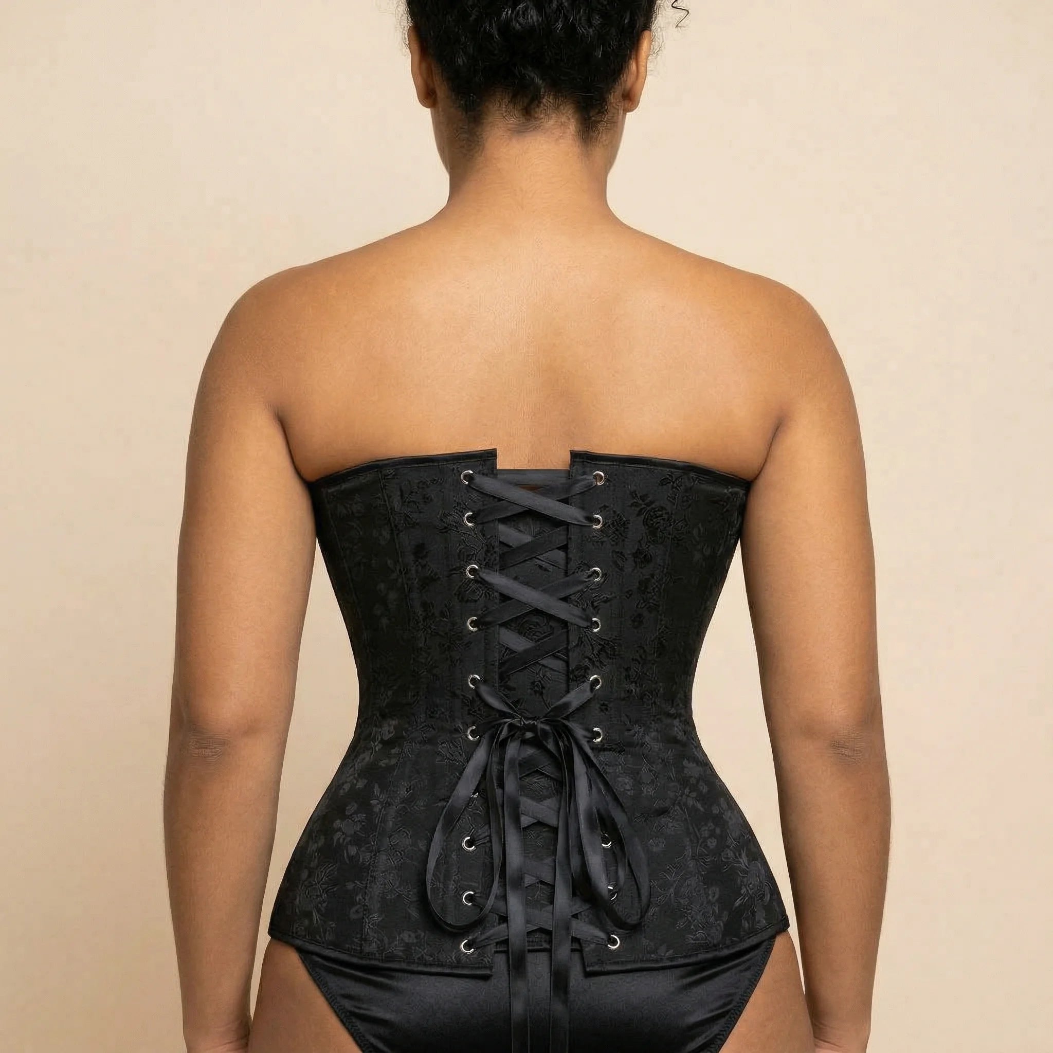 Corset Noir Fleur - Vue dos (curvy)