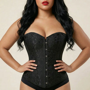 Corset Noir Long Femme - Vue face (plus-size)