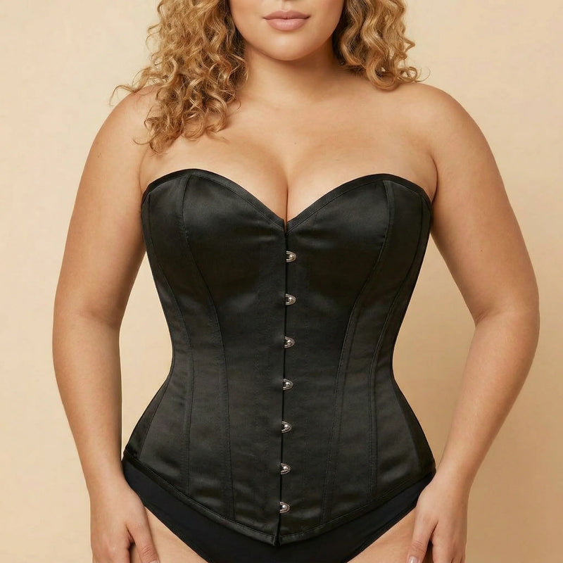 Corset Noir Overbust - Vue face (plus-size)