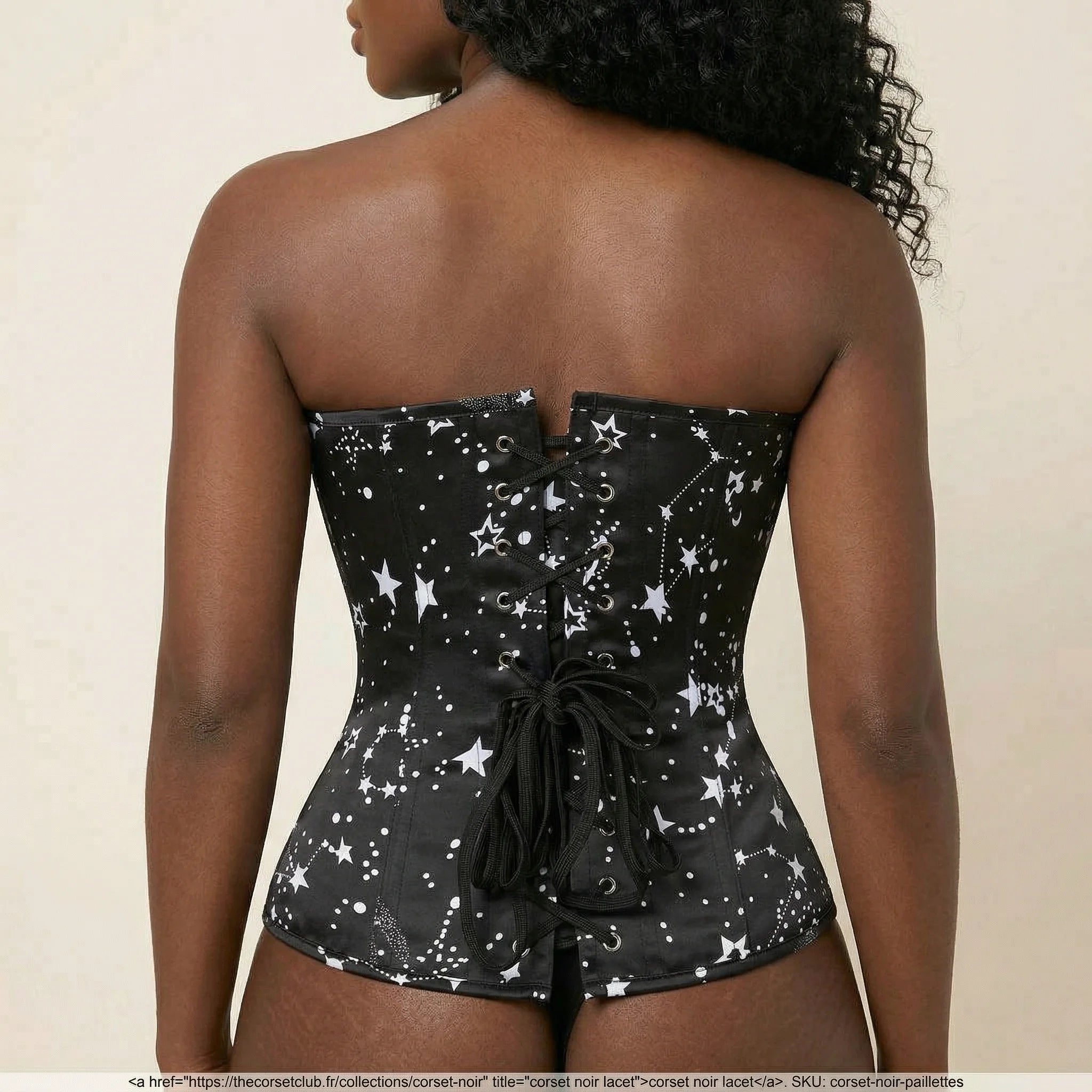 Corset Noir Paillettes - Vue dos (curvy)