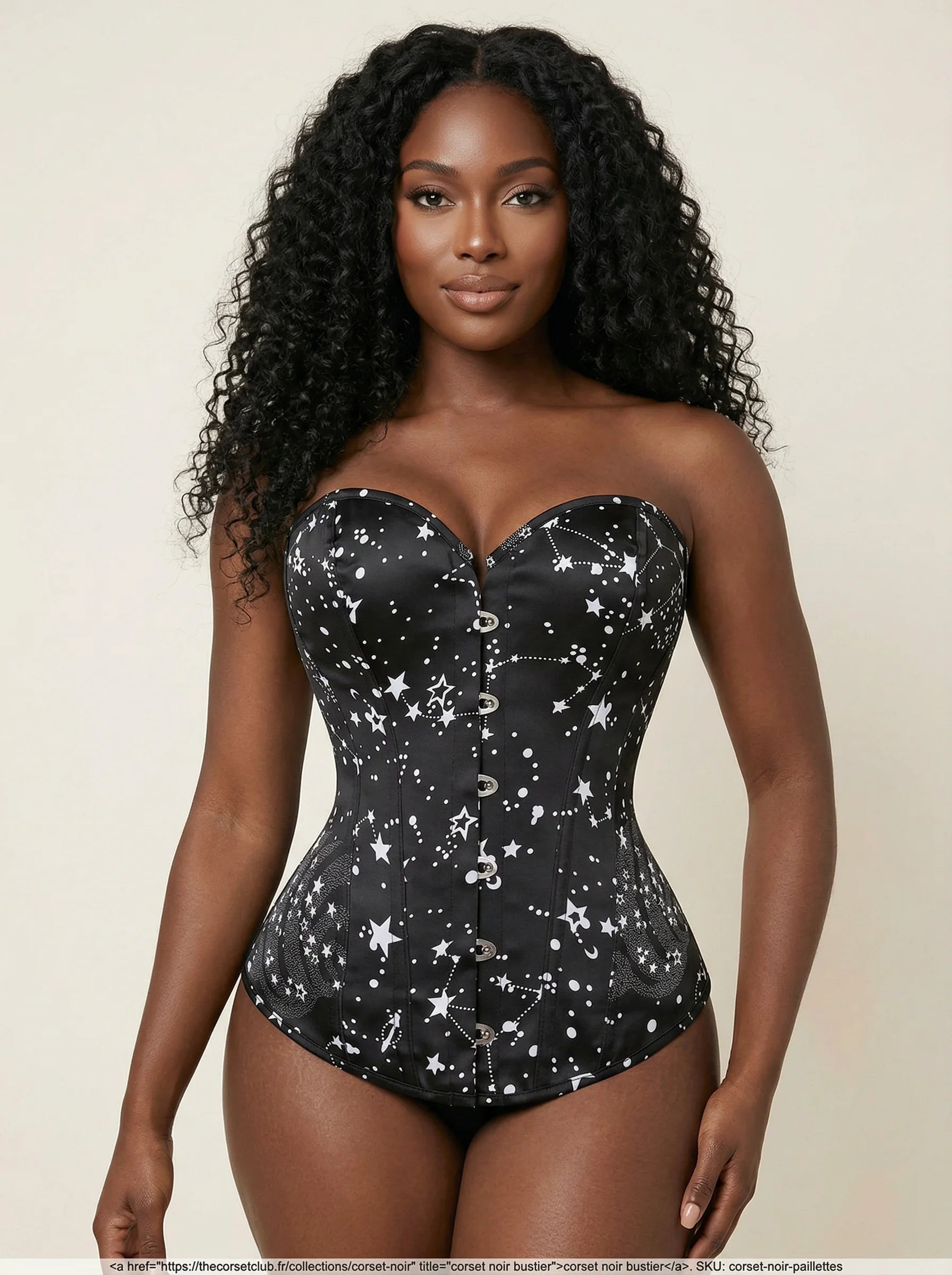 Corset Noir Paillettes - Vue principale (curvy)