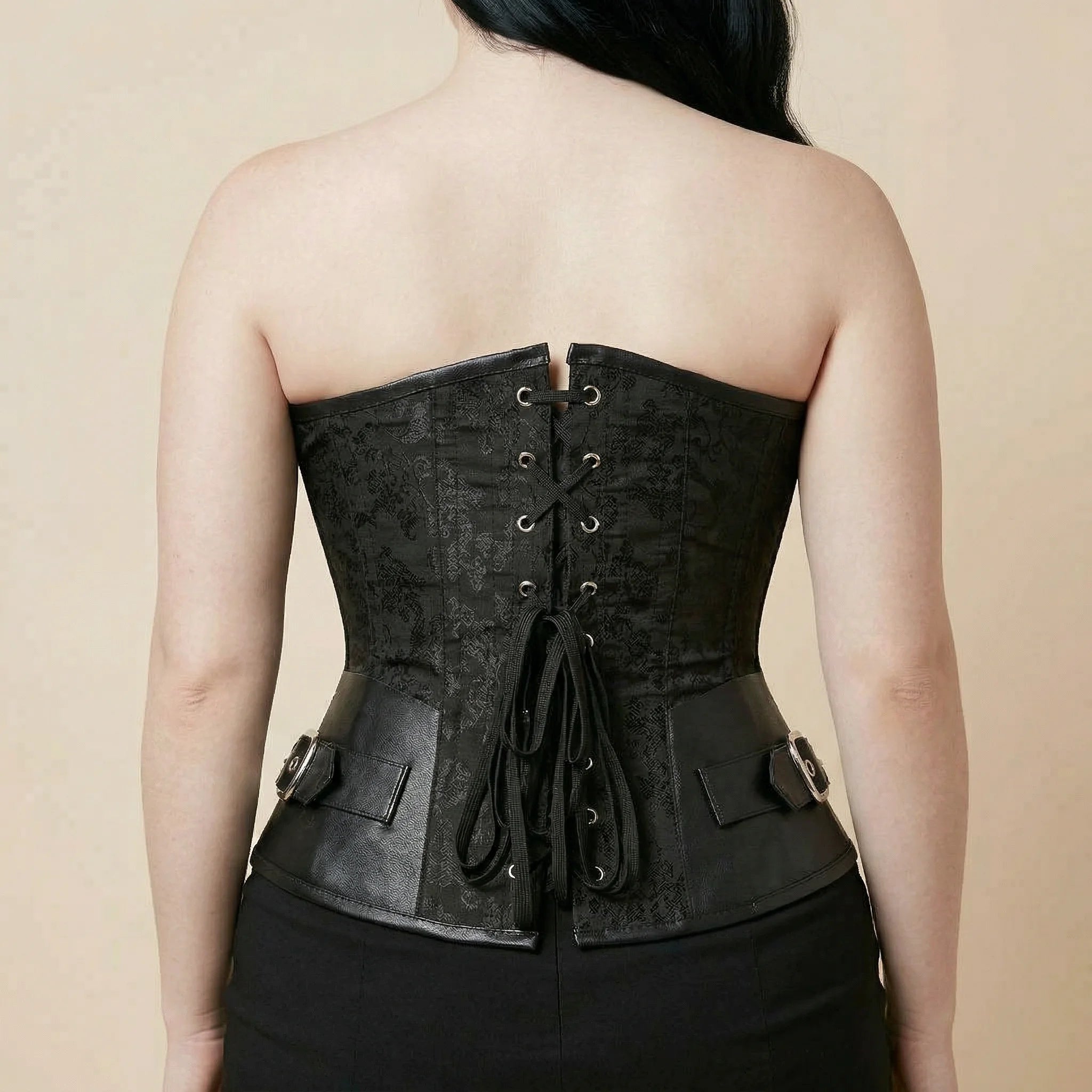 Corset Noir Pirate - Vue dos (curvy)