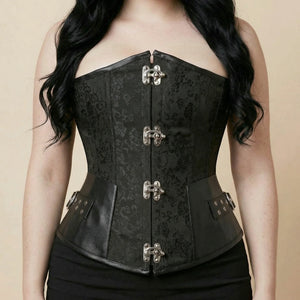 Corset Noir Pirate - Vue face (curvy)