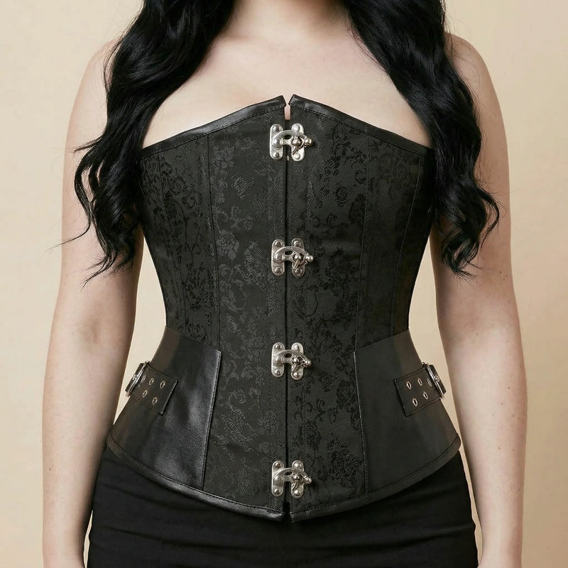 Corset Noir Pirate - Vue face (curvy)