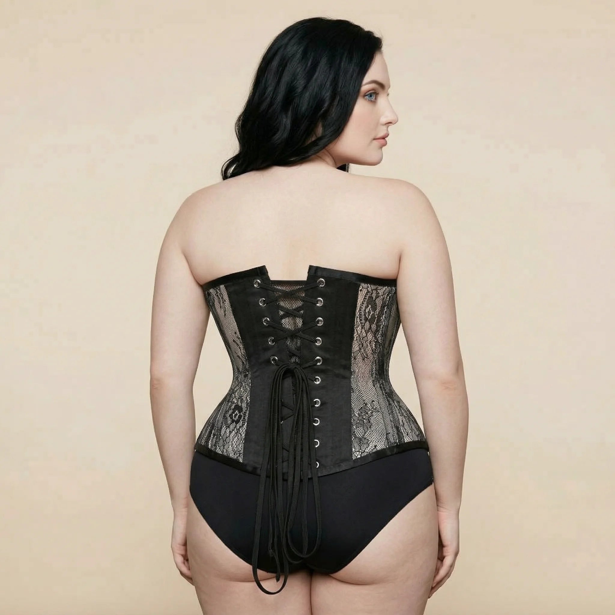 Corset Noir Transparent - Vue dos (plus-size)