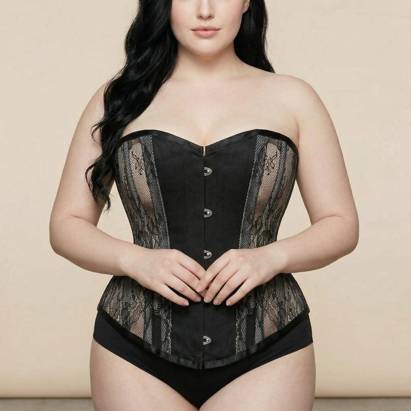 Corset Noir Transparent - Vue face (plus-size)