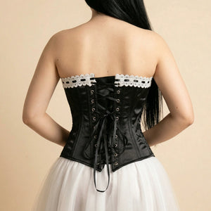 Corset Satin Noir - Vue dos (curvy)