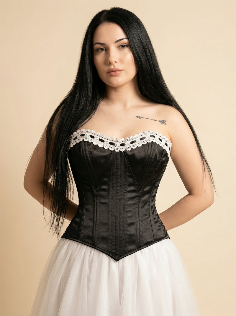 Corset Satin Noir - Vue principale (curvy)