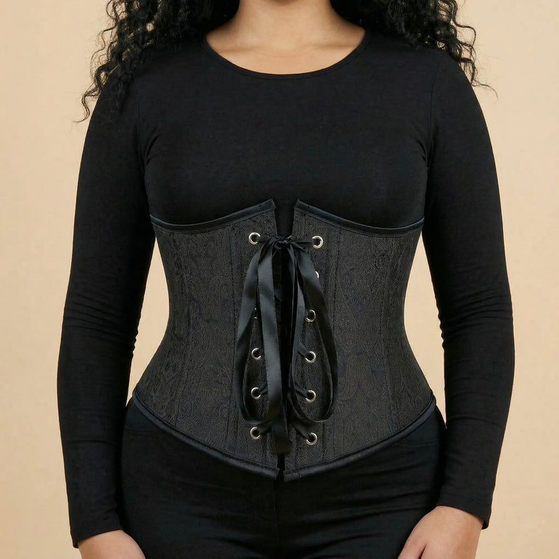 Corset Sous Buste Noir - Vue face (curvy)