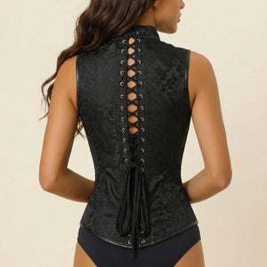 Corset Steampunk Noir - Vue dos (petite)