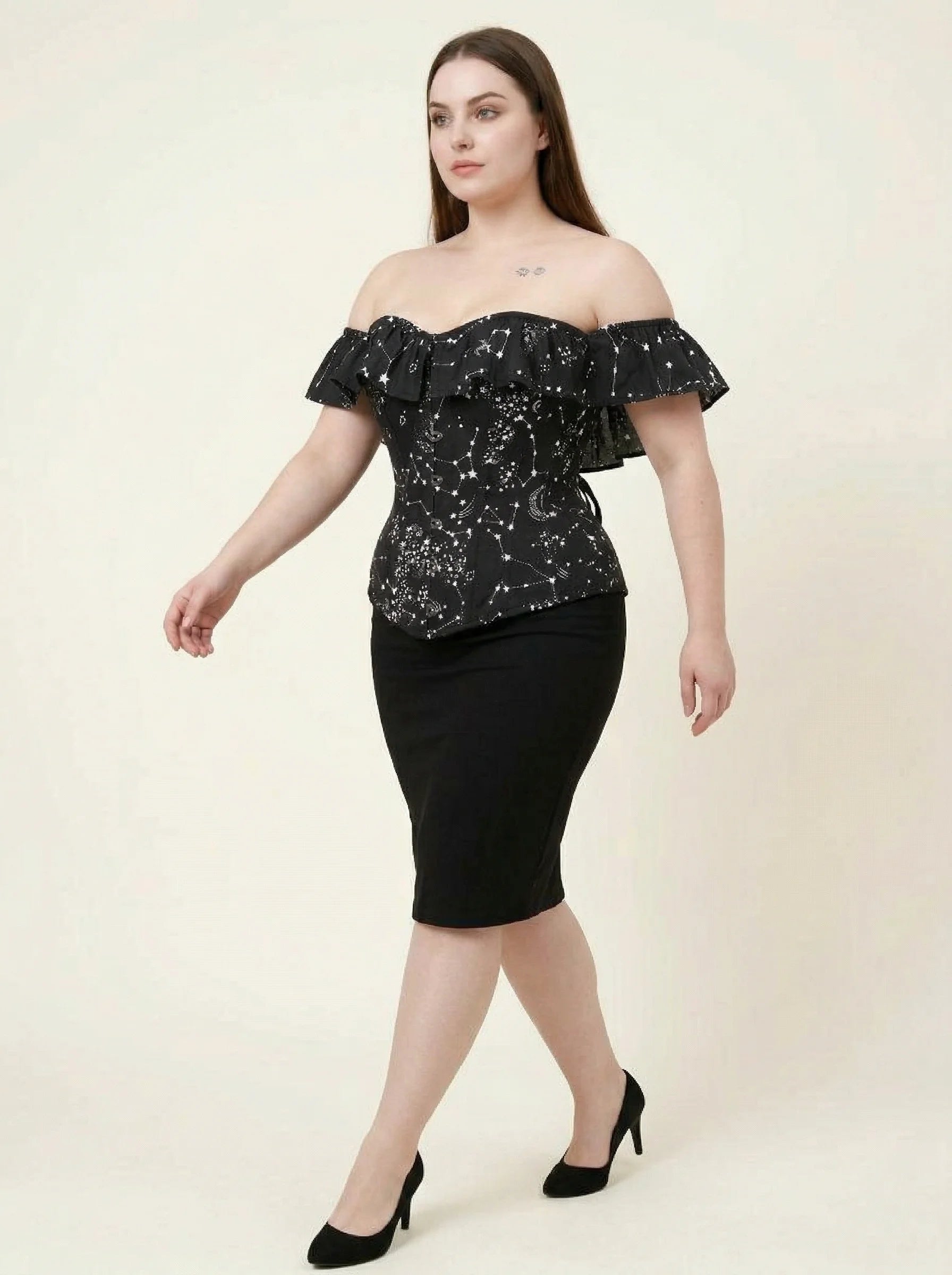 Corset Taille Fine Noir - Vue mouvement (plus-size)