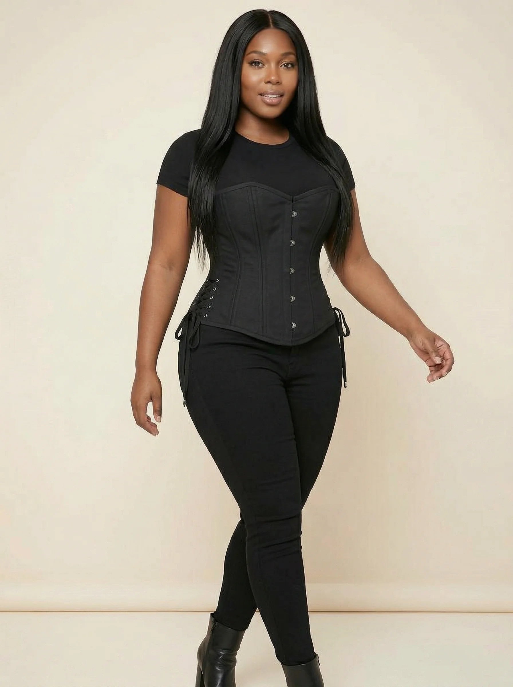 Corset Underbust à Crochets - Vue mouvement (plus-size)