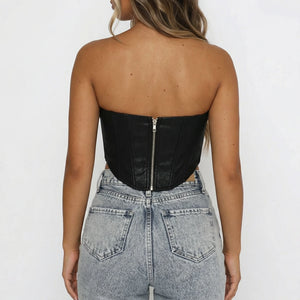 Corset Noir en Cuir - Vue dos (plus-size)