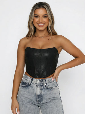 Corset Noir en Cuir - Vue principale (plus-size)