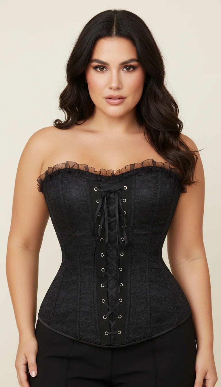 Corset Noir En Polyester