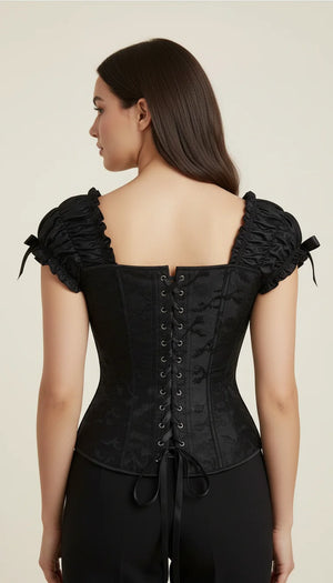 Corset Noir Lacet Femme - Vue dos