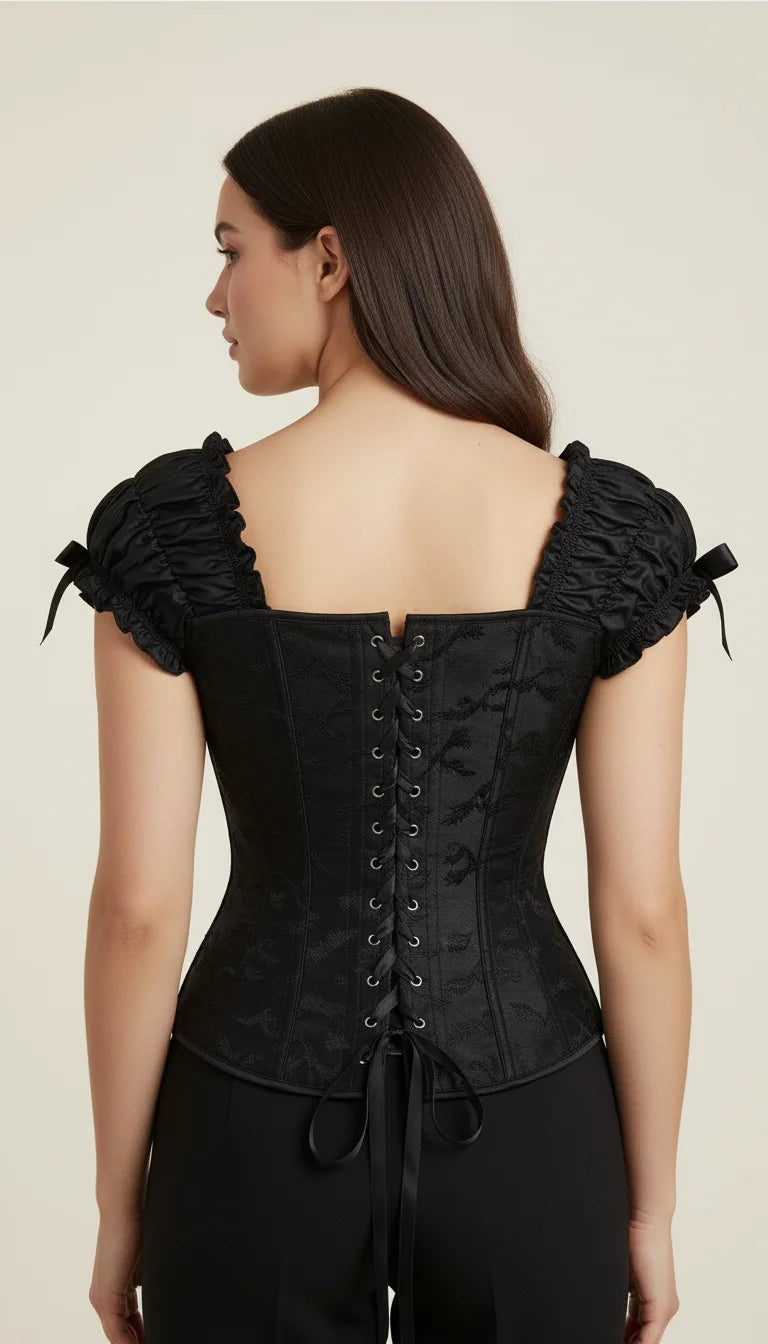 Corset Noir Lacet Femme - Vue dos